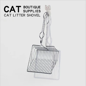 Praktiline metall roostevabast terasest kassiliiv kühveldada suur hõbe kass sõela kühveldada lemmikloomatarbed special-cleaning tool labidas