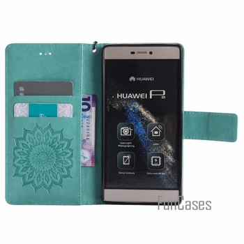 Pressitud Lille Juhul sFor coque Huawei P8 Juhul sFor fundas Huawei P8 Kate nii, 5.2 tolline + Kaardi Omanikele Huawey pgones Huawai