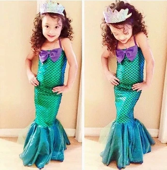 Printsess tüdrukute Kleit, Väike Merineitsi Ariel Litrid Kostüüm Lastele Väljamõeldud Sünnipäev Dress Up Halloween Riideid Tüdruk