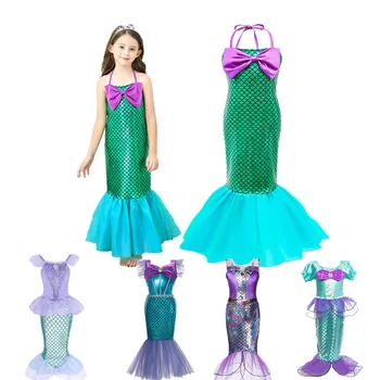Printsess tüdrukute Kleit, Väike Merineitsi Ariel Litrid Kostüüm Lastele Väljamõeldud Sünnipäev Dress Up Halloween Riideid Tüdruk