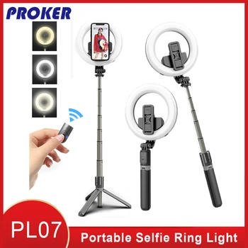 Proker Kaasaskantav Selfie Ringi LED 5 tolline koos statiivi ja Telefoni Hoidik sisse-Ehitatud Aku Led-Lamp, et teha Statiivi Seista Meik