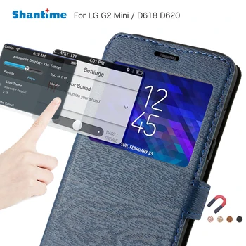 Pu Nahast Telefoni Puhul LG G2 Mini Flip Case For LG D618 D620 Aknas Raamat Juhul Pehme Tpu Silikoon tagakaas