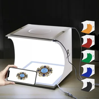 PULUZ Mini 22.5 LED Fotograafia Shadowless Alt Valgus Lambi Paneel Pad +2LED Paneelid 20CM lightbox Fotostuudio Pildistamine Telk Box