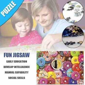 Pusle 1000 Tükki Jigsaw Kohvi Ja Sõõrikuid Mõistatusi Mänguasi Täiskasvanud Lapsed Mõistatusi Hariduslik Mänguasi DIY Jigsaw Puzzle Kokkupanek