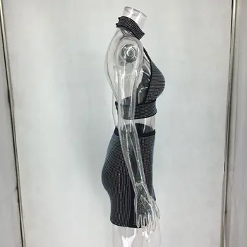Päitsed Diamond Seksikas Top, Seelik 2 Kahe-osaline Komplekt, 2019 Suvel Naiste Mood Piima Silk Sügav V-kaelus Tahke Partei Klubi Streetwear Komplekti