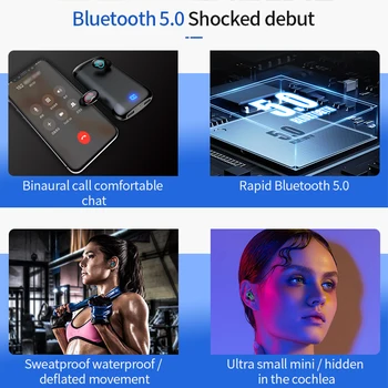 Q66 Traadita V5.0 Bluetooth Kõrvaklapid HD Stereo Kõrvaklappide Sport Veekindel Peakomplekt, Millel Dual Mic ja 6000mAh Aku Puhul