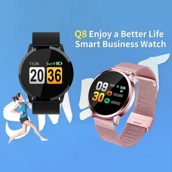 Q8 Smart Watch Värvi Ekraani Smartwatch Roostevabast Terasest Veekindel Meeste ja Naiste Mood Fitness Tracker Südame Löögisageduse monitor