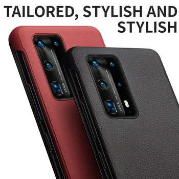 QIALINO Luksus Ehtne Nahk Telefon Kate Huawei P40 Pro+Pluss Smart View Flip Ultra Slim puhul Huawei P40/P30 Pro
