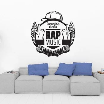 Rap salvestamise Stuudio logo DIY Seina Kleebis muusika entusiast Vinüül kleebised tuba Teenetemärgi magamistuba Elavad PVC Tuba Home Decor G881