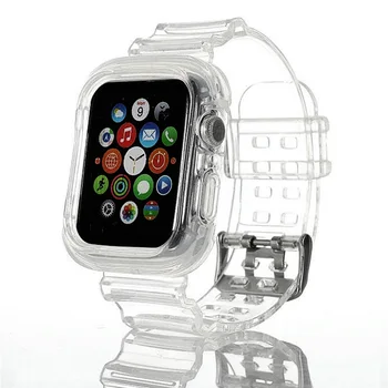 Rihm Apple Watch Band 44MM iWatch bänd Tarvikud Läbipaistev integreeritud Silikoon Käevõru Apple vaadata serie 4 5 se 6 44mm