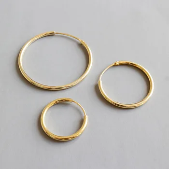 Ringjoone kaare 3 suurus reaalne hõbe minimalistlik Hoop Kõrvarõngad kolczyki srebrne 925 kuld kõrvarõngad Bijoux femme 2020