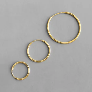 Ringjoone kaare 3 suurus reaalne hõbe minimalistlik Hoop Kõrvarõngad kolczyki srebrne 925 kuld kõrvarõngad Bijoux femme 2020