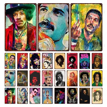 Rock-Muusika Mängija Jimi Hendrix Tina Logo Maali Saab Kohandada Anti-Pleegib Metallist Retro Baar Kohvik Art Wall Ainulaadset Teenetemärgi
