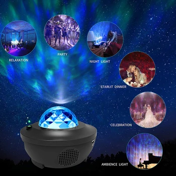 Romantiline Ookeani Laine Projektor Öö Valguses Reguleeritav Heledus Star Mere Projektori Lamp koos Bluetooth Muusika Kõlar Baby Kid