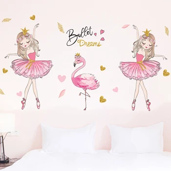 Roosa Lehed Tüdrukud Flamingo Home Decor Seina Art Kleebis Plakat Tüdrukute Elutoas, Magamistoas Tapeet Isekleepuv Teenetemärgi