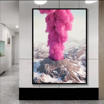 Roosa Vulkaanipurse, Loominguline Kunst, Maastik Lõuendile Maali Plakatid Ja Pildid Seina Pildid Elutuba Kodu Kaunistamiseks