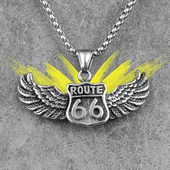 Route 66 Rider Biker Kaua Meeste Kaelakeed Ripatsid Kett Punk sest Poiss-Mees Roostevabast Terasest Ehteid Loovust Kingitus Hulgimüük
