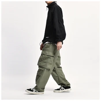 Safari Stiilis Multi Pocket Cargo Püksid Meeste Lahtised Töö Püksid Mens Streetwear Vabaaja Püksid