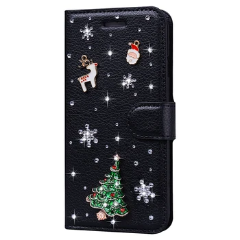 Samsung Galaxy A71 6.7 tolline Juhul Santa Jõulud Kingitus Luksuslik Läikiv Klapp Nahast Rahakott Juhul, Põhjapõdrad Lumehelves Kata SM-A715F