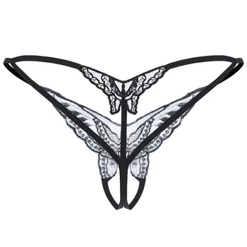 Seksikas Erootiline Aluspüksid, Naiste Pitsiline liblikas litrid G-String Seksikad Püksikud Crotchless Naine Nahkrihm Sugu Läbipaistev Aluspesu Uus