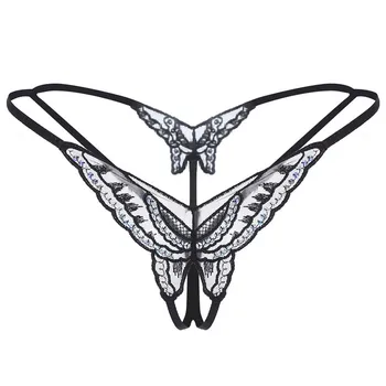 Seksikas Erootiline Aluspüksid, Naiste Pitsiline liblikas litrid G-String Seksikad Püksikud Crotchless Naine Nahkrihm Sugu Läbipaistev Aluspesu Uus