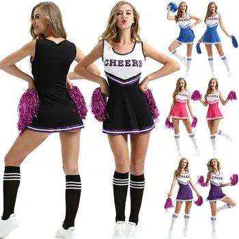 Seksikas Naiste Kisakoori Tüdruk Kostüüm Kooli Riided Fancy Kleit Cheerleader Ühtne 4 Värvi