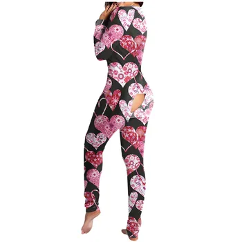 Seksikas Naiste Pijamas Onesies Nupp alla Ees Funktsionaalne Klapp Nööpidega V-kaeluse Pidžaama Täiskasvanute Kombekas Pyjama Femme Sleepwear