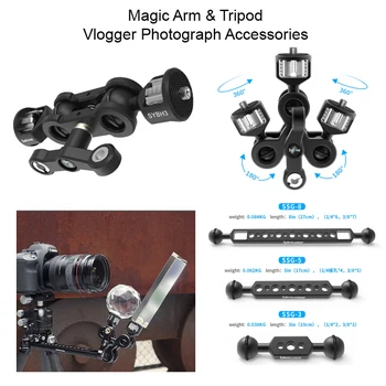 Selgeks Magic Arm koos kahe Ballhead 1/4 3/8 Kruvi Reguleeritav Monitori Omanik Mount Seista Rig Vlogger Crystal Ball