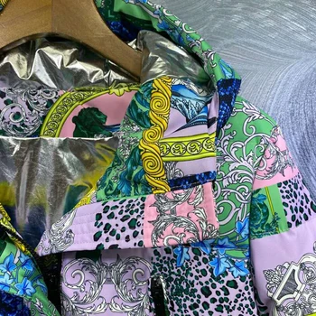 SEQINYY Vintage Mantel Roheline Kollane Lilled Prindi 2020. Aasta Sügis-Talvel Uute moedisain Naiste Raja Soe Kapuutsiga Pikk Outwear