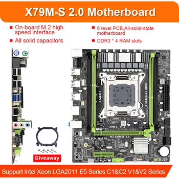 SHA JING X79 M-S emaplaadi LGA2011 E5 2630L PROTSESSOR, 2 x 4 GB = 8 GB DDR3 1333Mhz 10600 ECC REG Mälu Komplekt M-ATX transistor M. 2 SSD