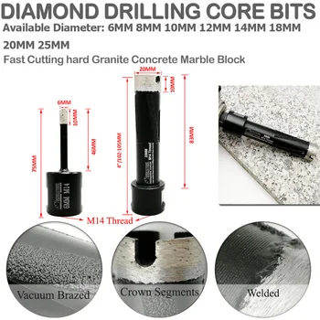SHDIATOOL 1tk Keevitatud teemantpuurimine, drill Core Bitti Märg M14 keermega auk nägi puur graniit ja marbel