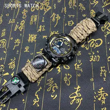 SHIYUNME Sport Veekindel Sõjalise Vaadata Mehed LED Digitaalne Kvarts Dual Display Kompass Chronograph Meeste Vaata Relogio Masculino