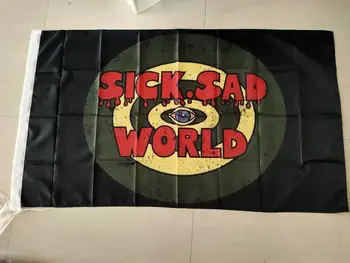 Sick sad world lipu 3x5 jala, Sõidavad Banner 100D Polüester decor Reklaam Sport Kaunistamiseks Auto Firma logo ,tasuta shipping