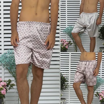 Silk Satin prindib sleepwear lühikesed püksid elastne vöökoht kvaliteedi brändi pehme Pajama Püksid Suvel meeste kodu lühike Pajama püksid
