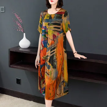 Silk vintage kleit naine 2020. aasta sügisel uus mood lahti trükitud kleit suur sizeM-4XLhigh kvaliteedi elegantne naiste partei vestidos