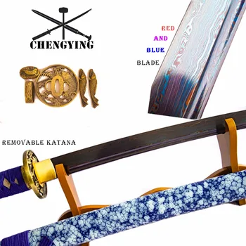 Sinine Seladon Portselan stiilis SAYA kokkuklapitavad teras nafta-sulametallist katana samurai mõõk võidelda valmisolekut terav