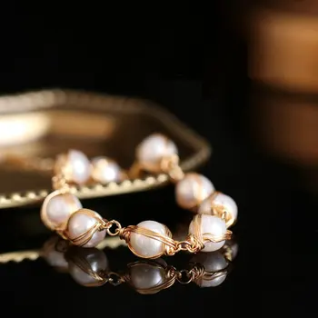 SINZRY originaalne disain kulla värvi käsitöö magevee-looduslik pärl elegantne võlu käevõru loominguline lady ehted
