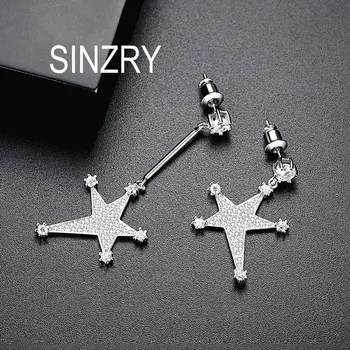 SINZRY uus Kuupmeetri tsirkoon asümmeetrilise star kõrvarõngad lady trendikas, elegantne mood tolknema kõrvarõngad ehted kingitus