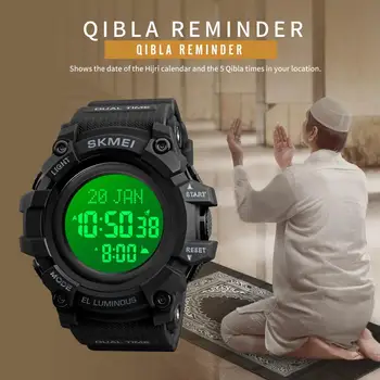 SKMEI 1680 Digital Watch Mehed Naised Järjehoidja Keele Valiku Moslemi Käekellad Palverännaku Ajal Meeldetuletus Kellad Islami