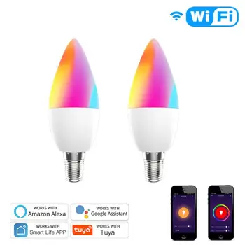Smart WiFi LED RGB Bulb 2700-6500K C+W 5W Juhitava Smart Elu Tuya RAKENDUSE Remote Control Lamp Tööd Alexa/Google Kodu