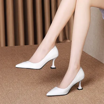 Smirnova 2020. aasta suvel kuum müügi kõrge kontsaga kingad naine, ehtne nahk ühtlase värvi naiste pumbad pikad toe poole pulm kingad