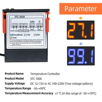 STC-3028 Temperature Controller, Termostaat Niiskuse Kontroll Termomeeter Hygrometer Töötleja Thermoregulator 12V/24V/220V 40%