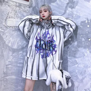 Streetwear hupparit 2020. aasta Kevadel Tie-värvitud Prindi harajuku Sweashirt Naiste riided Armastavad pullover Tiheneb Velvet Lahti Suur Suurus