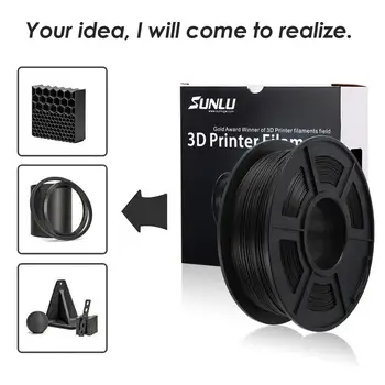 SUNLU PLA süsinikkiust 3D Printer Hõõgniidi Mõõtmete Täpsuse 1.75 mm+/-0.02 mm 1KG (2.2 lb) Rull Must