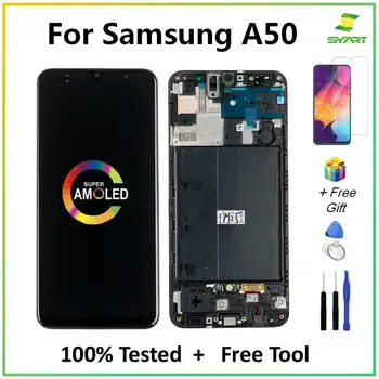 Super AMOLED Samsung Galaxy A50 SM-A505FN/DS A505F/DS A505 LCD Ekraan Puutetundlik Digitizer Koos Raami Samsung A50 lcd
