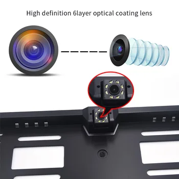 Super High Definition AHD numbrimärk Raami tagurdamiskaamera koos 8 LED tuled Öise Nägemise