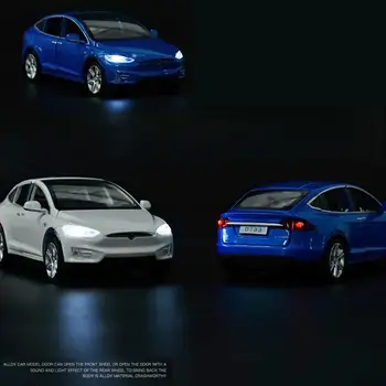 Suur Simulatsioon 1:32 Tesla Model X90 Metallist Mudel Auto Mänguasi Akustilis-optilised Pull-back Mänguasja Auto Vilgub Muusika Kids Kingitus, Mänguasjad