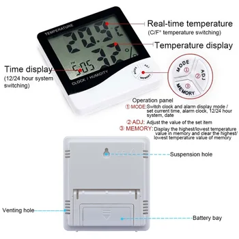 Suure Täpsusega Sise-Tuba, LCD Elektrooniline Temperatuuri-Niiskuse Mõõtja Digitaalne Termomeeter Hygrometer ilmajaamas Äratuskell