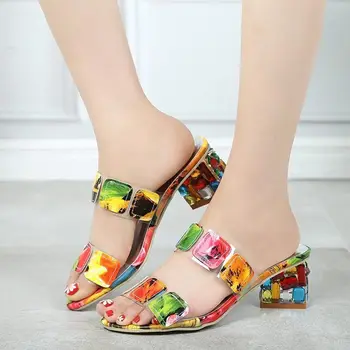 Suve kingad naiste sandaalid 2021 avatud varvas värvikas rhinestone platvorm sandaalid naiste kingad, kõrge kontsaga kingad naine pumbad daamid