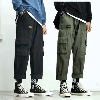 Sügis Kombinesoon Püksid Meeste Sõjalise Sirge Lahti Multi-tasku Jaapani Sweatpants 2020. Aasta Üheksa punkti Casual Fashion Streetwear